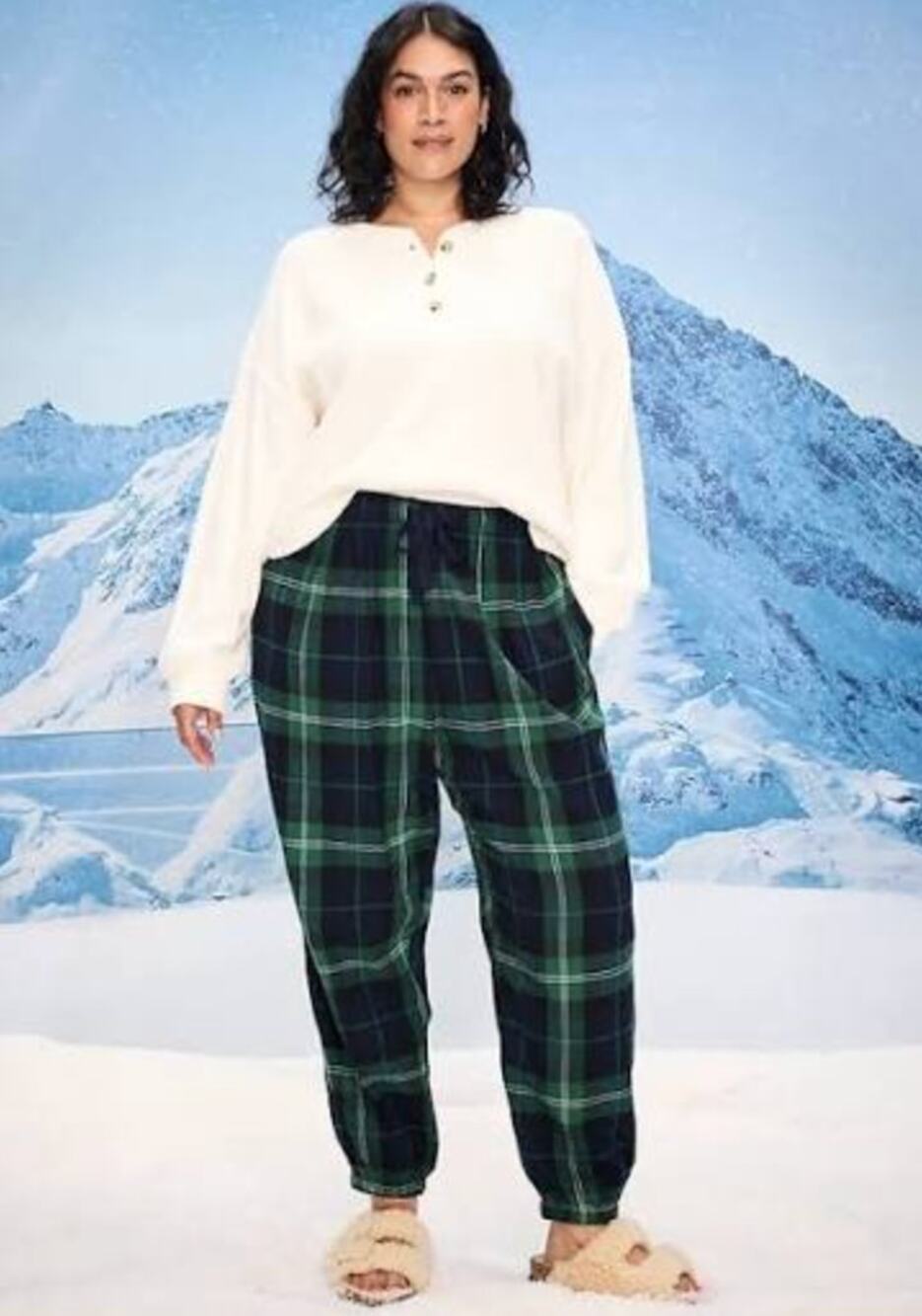 NWT Old Nay PJ Pants Flannel Jogger Pajama Bottoms Blackwatch Plaid XL Women's